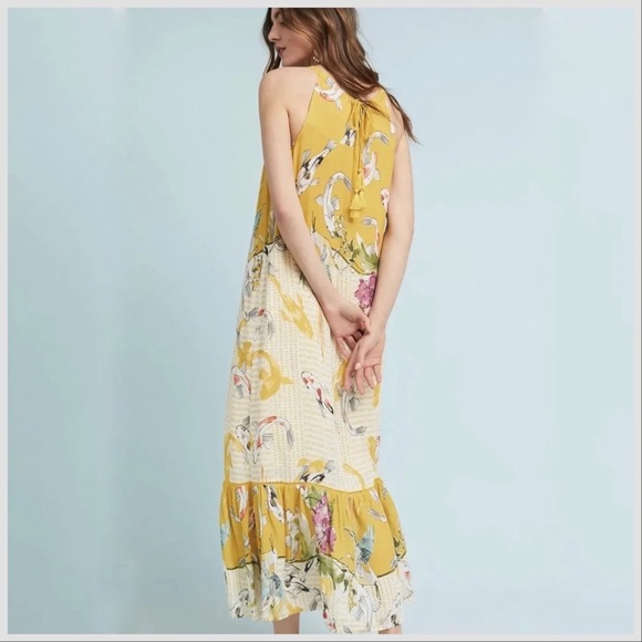 Anthropologie whimsical koi print maxi dress, M. - Picture 3 of 9